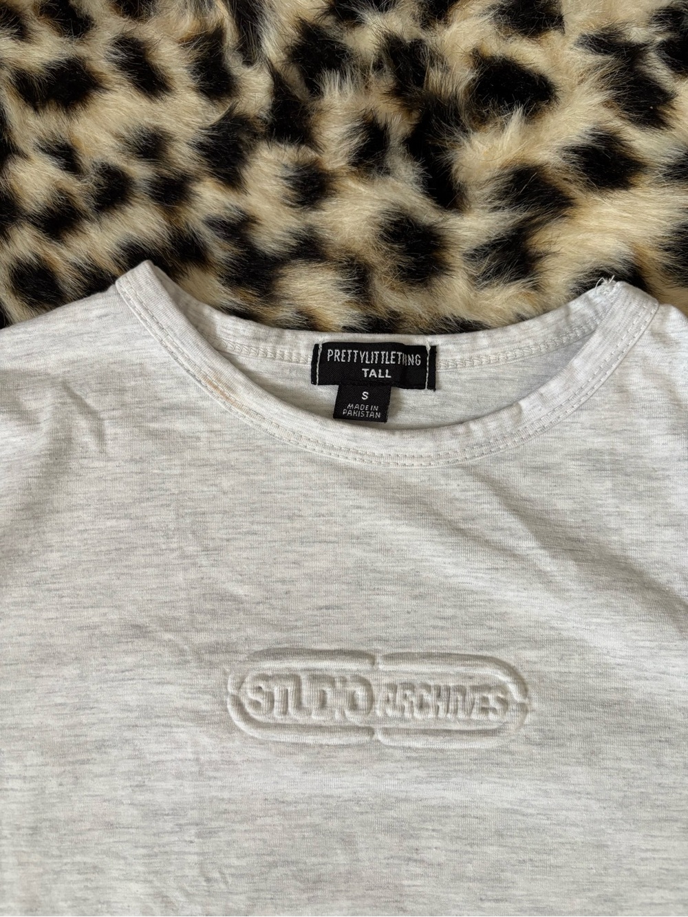 PrettyLittleThing Light Gray Embossed Logo long sleeve